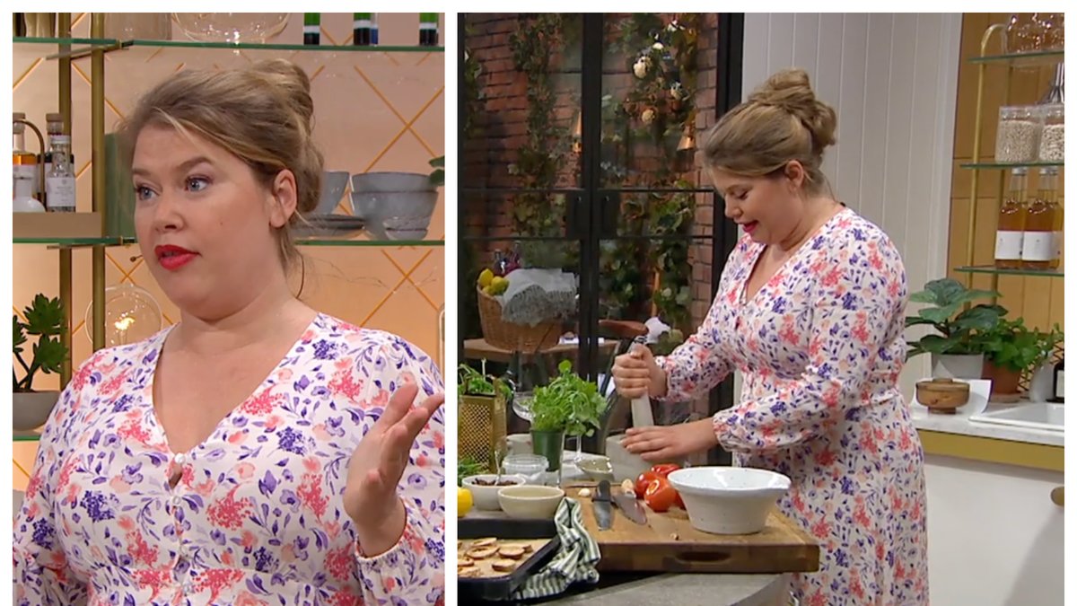 Jessica Frej lagar ofta mat i TV4:s Nyhetsmorgon.